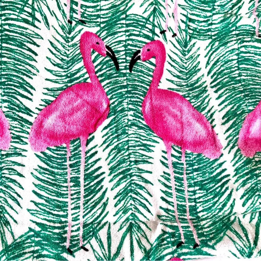 Bouffants & Broken Hearts Kendra Dandy Flamingo Beach Towel White/Pink/Green